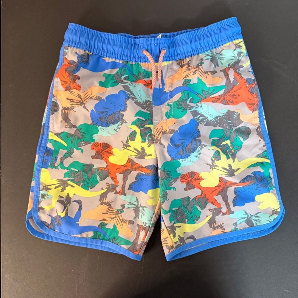 Wonder Nation Swim Trunks Boys Size 8 Dinosaur and Camo 2 Pack Set - Picture 2 of 9